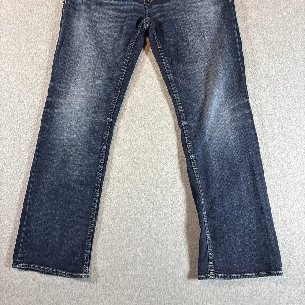 BKE Jake Boot Leg Jeans Blue Denim Straight Leg Dark Wash Stretch Mens 32s 32x29